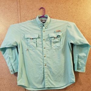 Columbia PFG Blue Long Sleeve Button Up Men Shirt